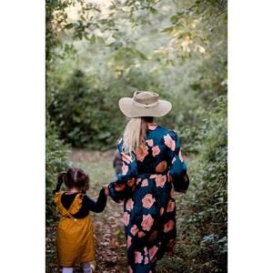 PAIGE Fontaine Wrap Midi Dress In Floral Print XS Teal Muted Clay Event Classy